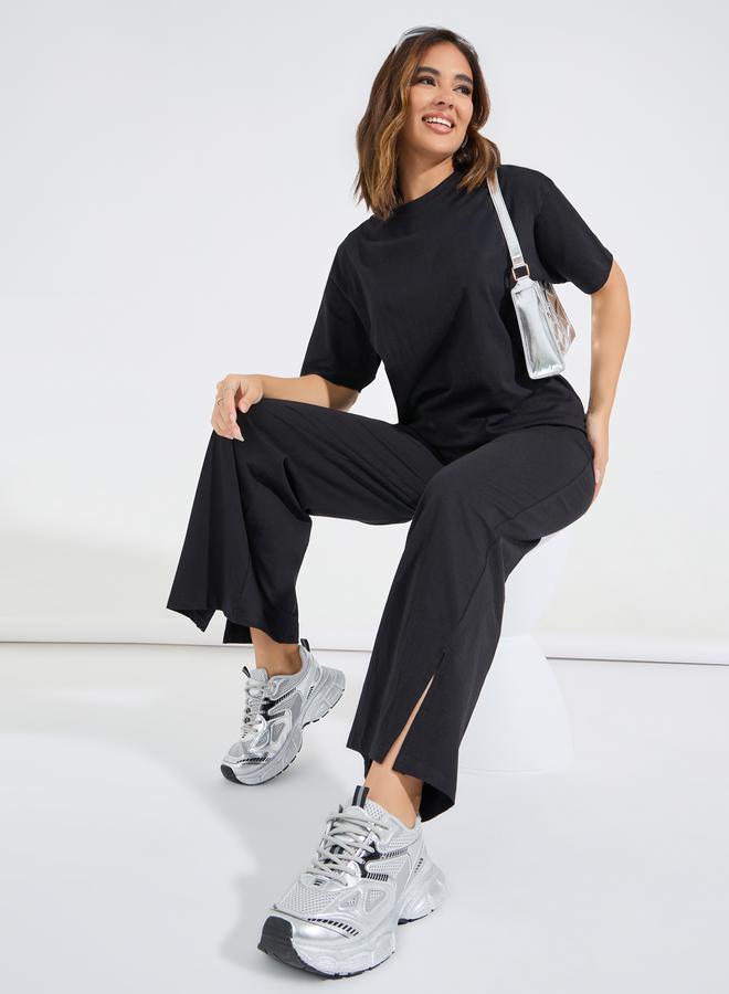 Styli Longline Oversized T-Shirt & Wide Leg Joggers Co-Ords  - Image 1