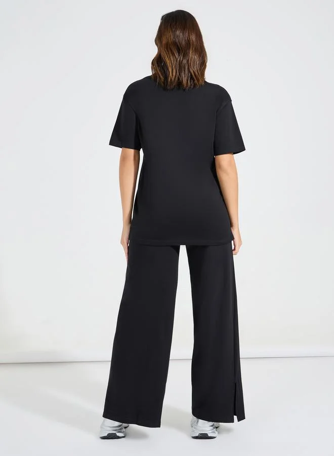 Styli Longline Oversized T-Shirt & Wide Leg Joggers Co-Ords