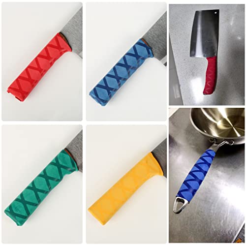 TorSor 4 Pack Chef Knife Handle Cover Protector Heat Shrink Non Slip Grip Wrap Sleeve for Nakiri Knife Japanese Kitchen Knives Butcher Knife Meat Cleaver Knife Kitchen Knife Wood Handle Grips - Image 4