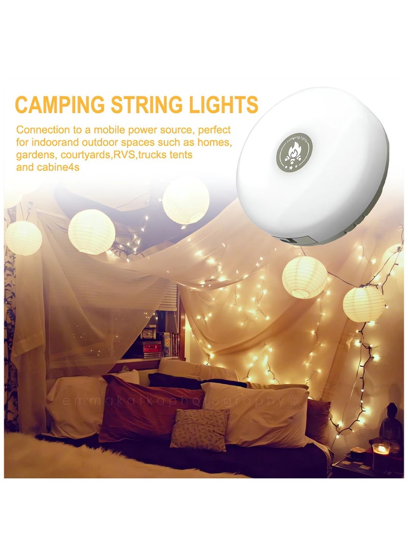 SYOSI أضواء خيمة، أضواء خيطية قابلة للشحن والتخزين في الهواء الطلق مع 8 أوضاع إضاءة، 32.8 قدم أضواء خيطية محمولة ومقاومة للماء لرحلات التخييم والحدائق والتنزه، تخزين سريع من نوع C - Image 5