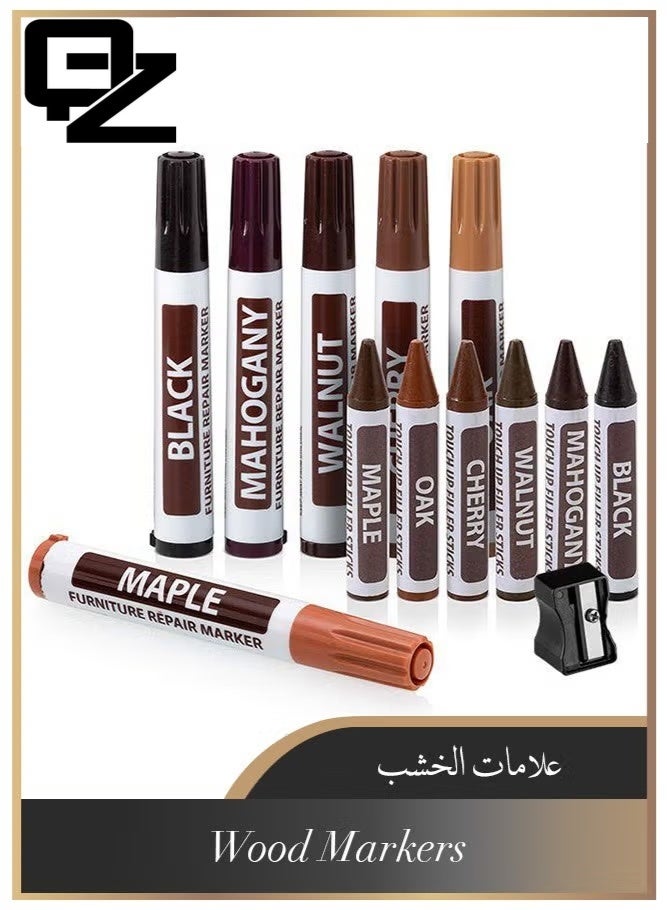 كيو زد مجموعة إصلاح الأثاث، علامات الخشب وعصي الشمع مع مزيل الحبيبات لإزالة البقع والخدوش والأرضيات الخشبية والطاولات والنجاريات وأعمدة الأسرة والتصليحات والغطاء. - Image 1