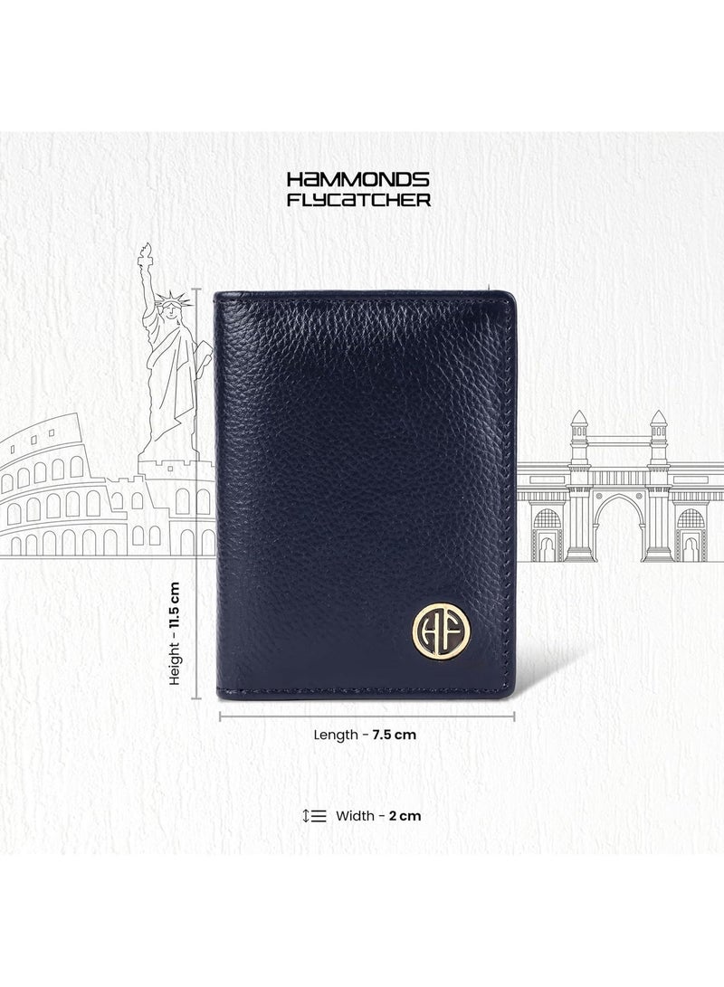 HAMMONDS FLYCATCHER Genuine Leather Card Holder for Men and Women, Blue | RFID Protected Leather Card Holder Wallet for Men| Card Wallet Upto 8 Credit Cards/Debit Cards- Slim Bi-Fold Card Holder - Image 2