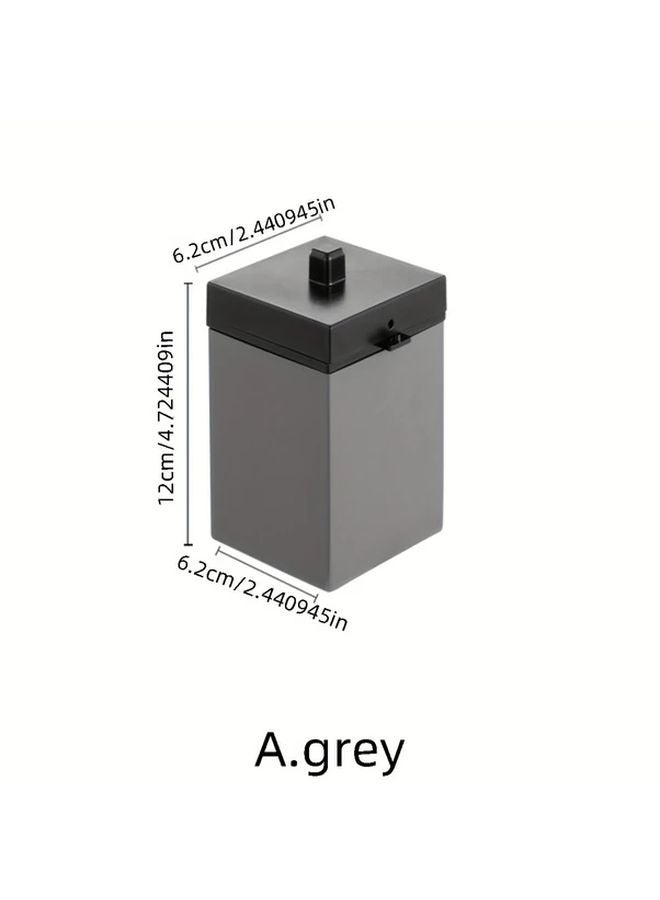 Grey Stainless Steel Ashtray With Windproof Lid Compact Portable For Car Home Office - Image 1