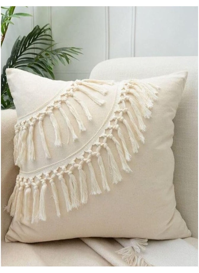 ماركة غير محددة - مكرمية ستور / بوهو ديكور - غطاء وسادة مكرمية - غطاء مخده مكرميه قطن - Image 1