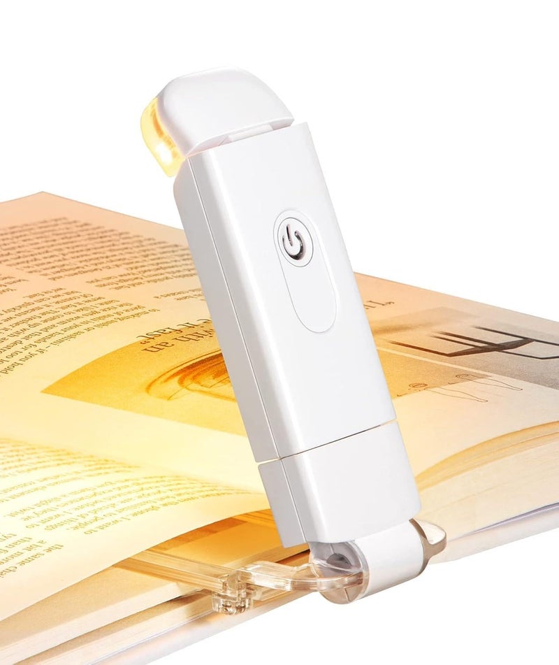 SADRUCHI Clip-On LED Book Lamp for Night Reading, USB Rechargeable Study Light for Students, 3 Brightness & Color Modes, Eye-Care Portable Foldable Reading Light for Bed & Travel (White) - Image 1