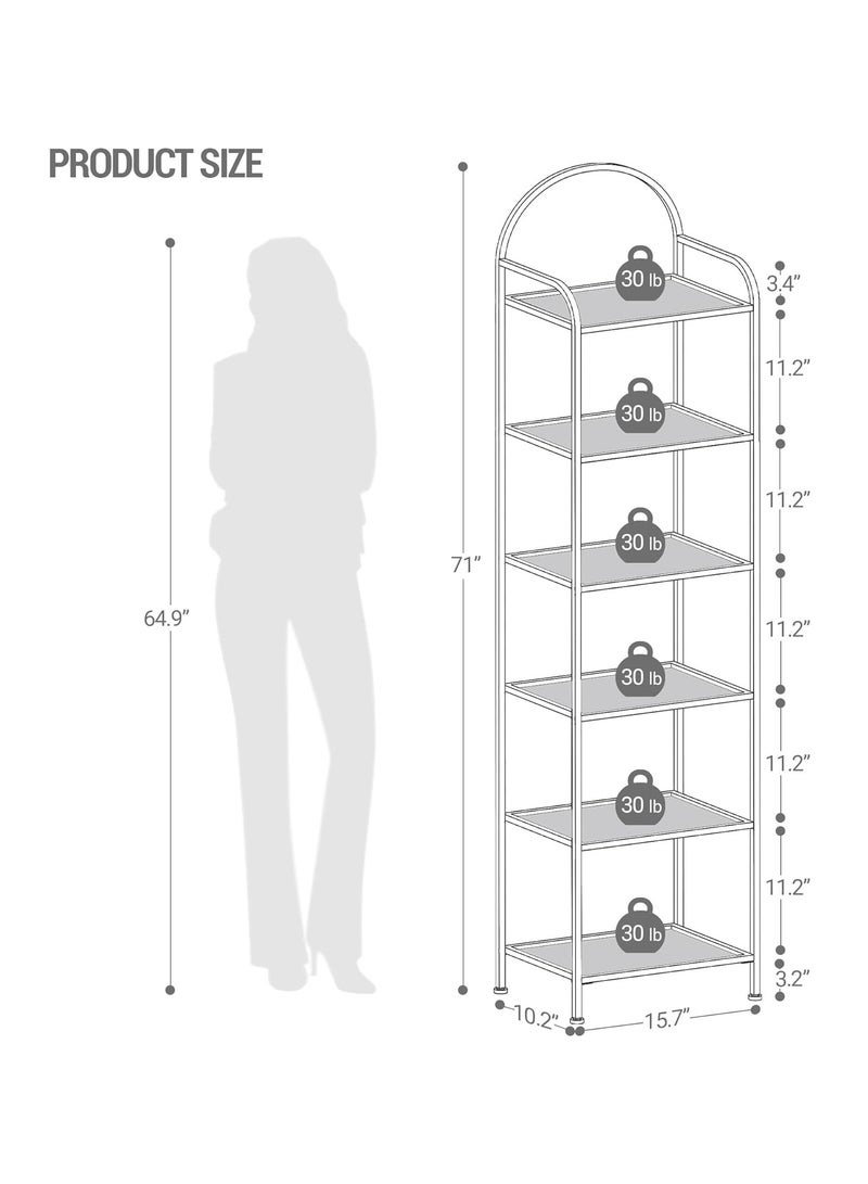 LINGWEI Elegant Glass Bookcase with Metal Frame Slim Shelving Unit for Bedroom Bathroom and Home Office - Image 4