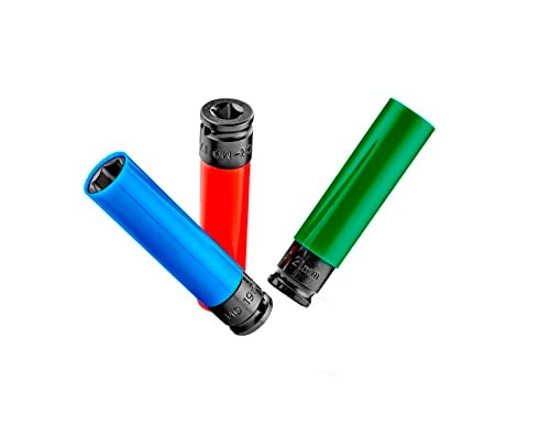 Kauplus 1/2 Inch Drive Wheel Nut Impact Socket Set-3PCS, Extra Long Non Marring Impact Lug Nut Socket- Thin Walled 6-Point Mertic 17MM-19MM -21MM - Image 3