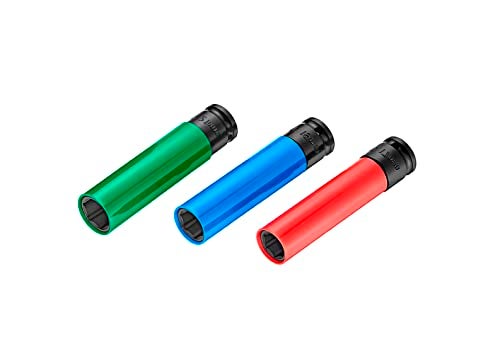 Kauplus 1/2 Inch Drive Wheel Nut Impact Socket Set-3PCS, Extra Long Non Marring Impact Lug Nut Socket- Thin Walled 6-Point Mertic 17MM-19MM -21MM - Image 2