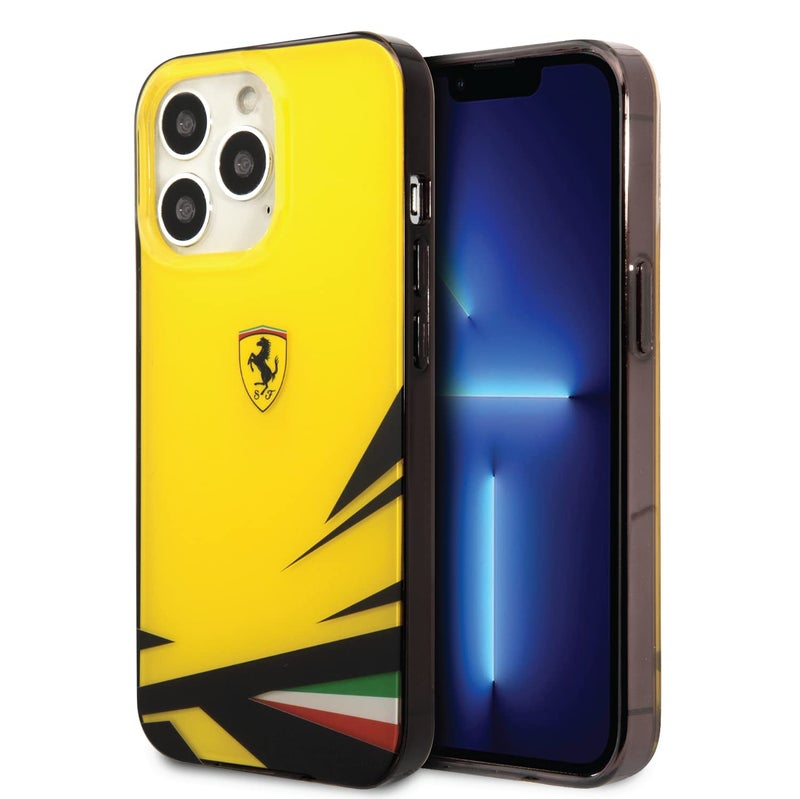 CG MOBILE Ferrari PCTPU Case With Double Layer Print Compatible with iPhone 14 Pro Max Yellow