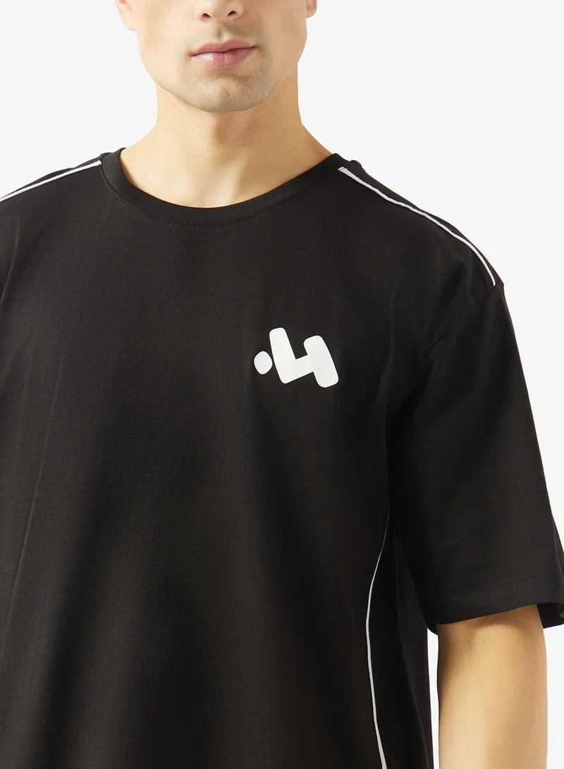 Seventy Five  Graphic Crew Neck Oversize Drop Shoulder T-Shirt for Men | Best Price UAE