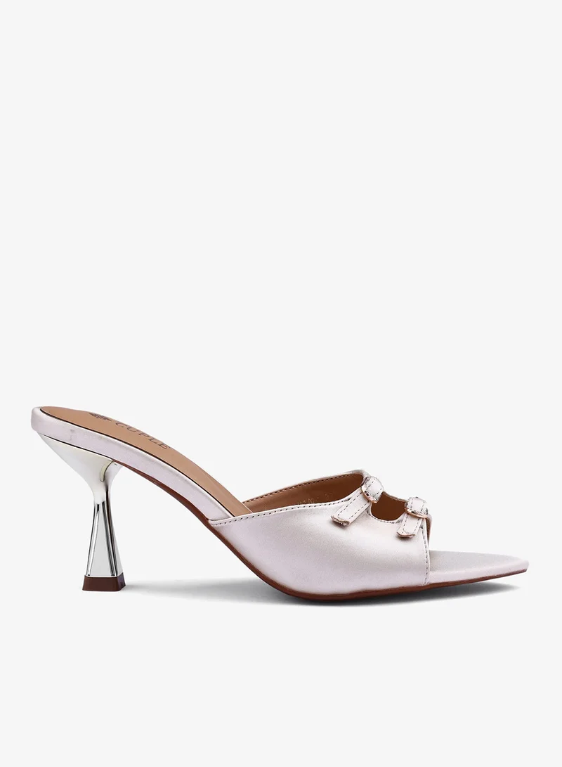 كابلي صنادل نسائية بكعب وحزامين بإبزيم