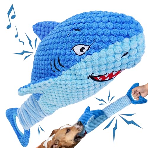 Vitscan Dog Toys for Large Dogs Squeaky Dog Toys for Aggressive Chewers Plush Dog Chew Toys for Teething Interactive Shark Dog Toys to Keep Them Busy Tug Of War Puppy Toys for SmallMediumLarge Breeds - Image 1