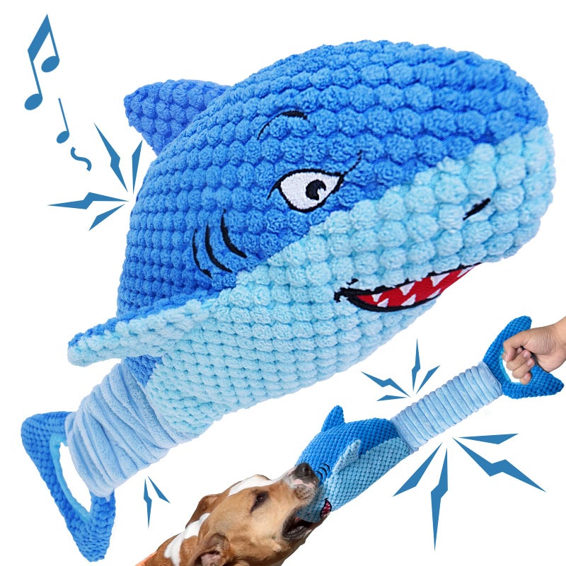 Vitscan Dog Toys for Large Dogs Squeaky Dog Toys for Aggressive Chewers Plush Dog Chew Toys for Teething Interactive Shark Dog Toys to Keep Them Busy Tug Of War Puppy Toys for SmallMediumLarge Breeds - Image 2
