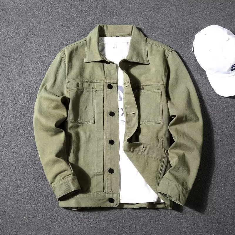 جاكيت جينز علامة عصرية جاكيت عمل للرجال تصميم ضيق قصير أنيق كاجوال علوي - Image 3