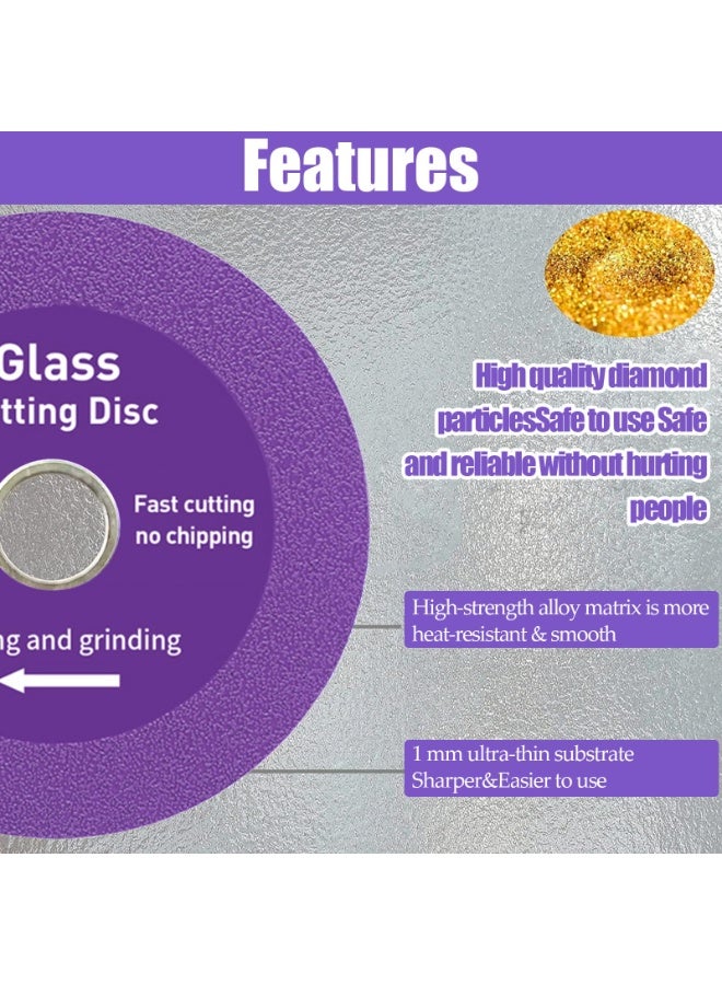 SANMUGEED Glass Cutting Disc, 3PCS 115mm Diamond Saw Cutting Blade Angle Grinder Glass Tile cutting And Polishing, Grinding Rotary Tool Accessories for Jade, Crystal, Bottles - Image 5