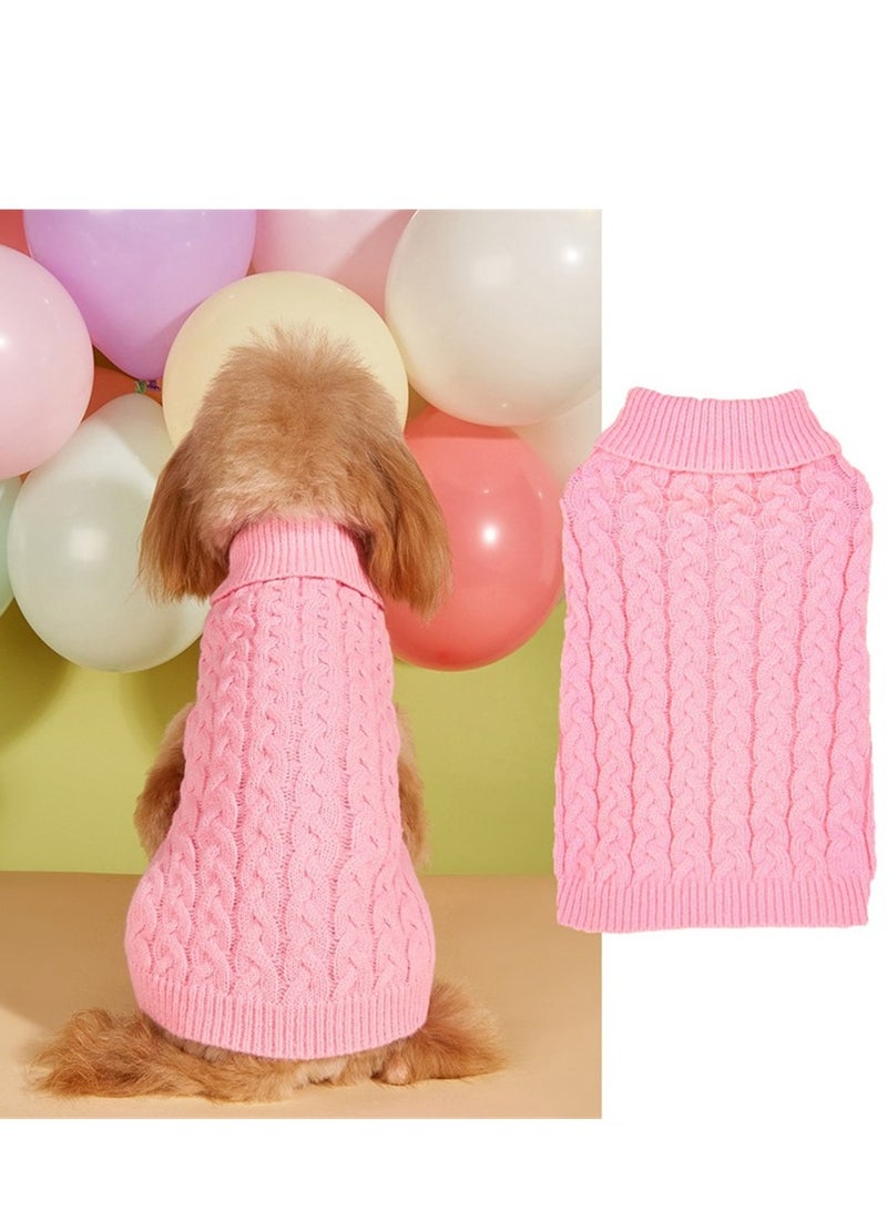 Loquat Squality New Casual Elastic Solid Color Knitted Dog Sweater Pink - Image 2