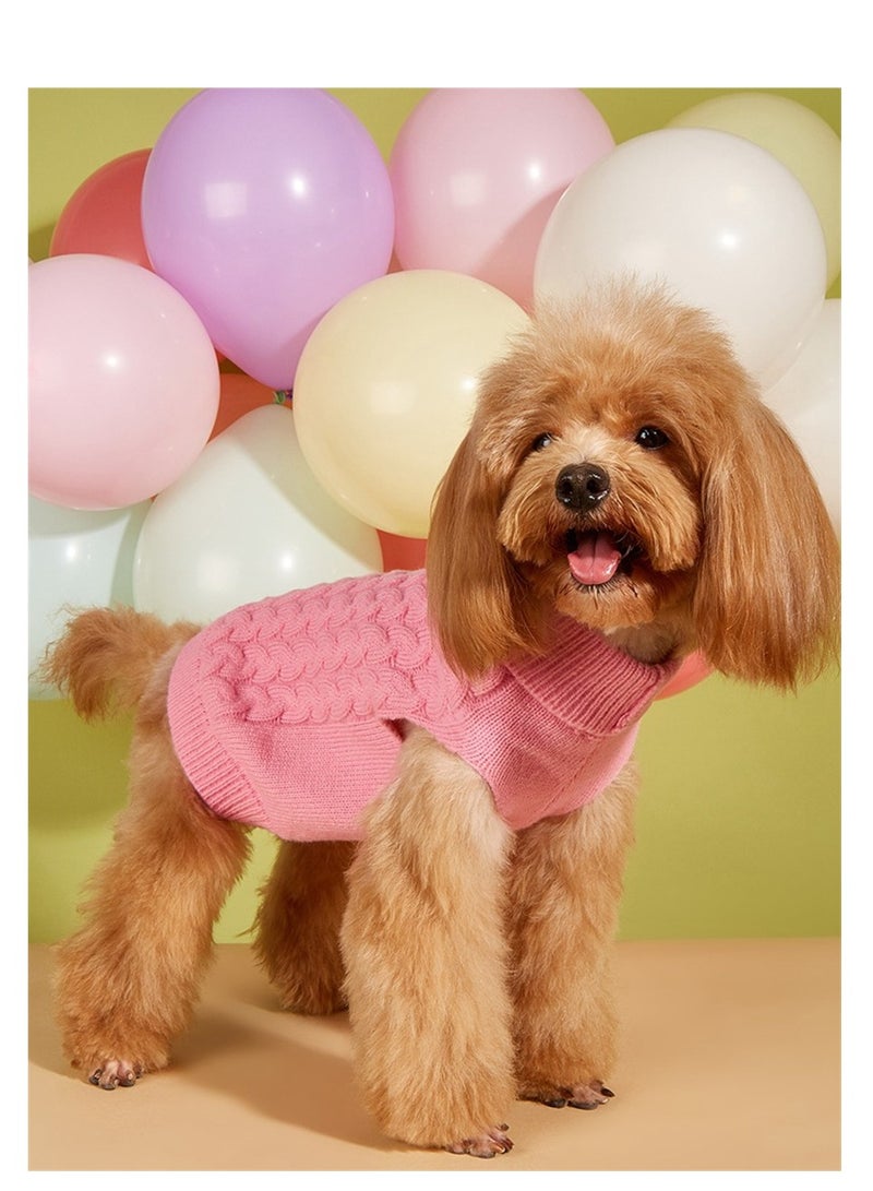 Loquat Squality New Casual Elastic Solid Color Knitted Dog Sweater Pink - Image 1