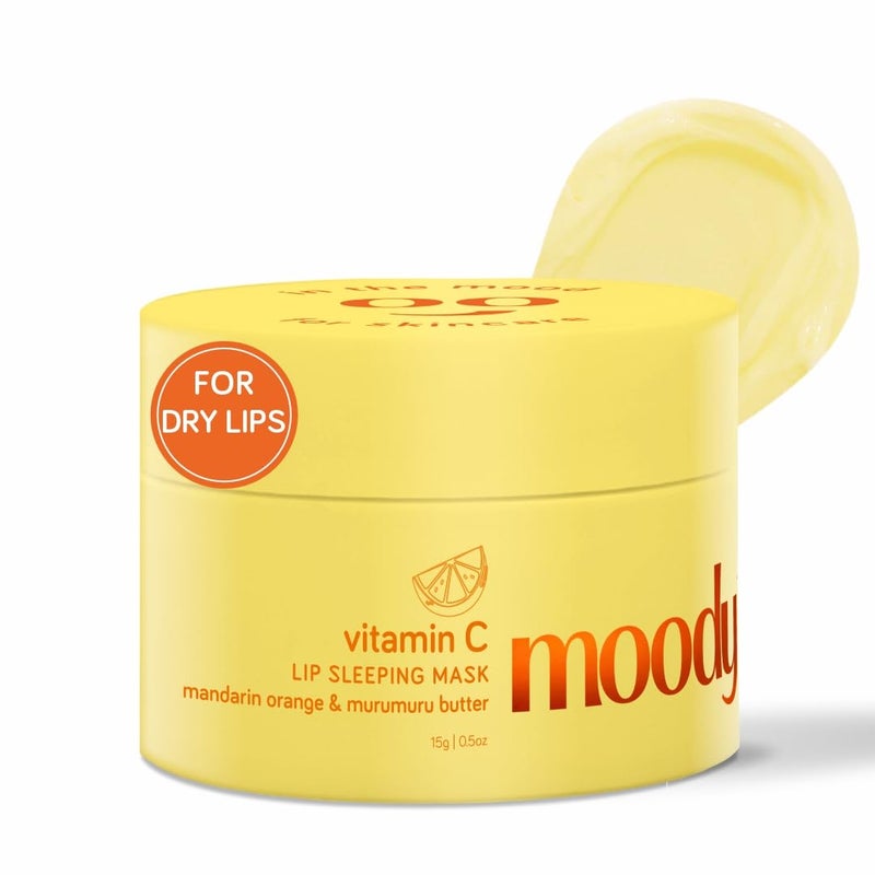 Moody Vitamin C Lip Sleeping Mask for Overnight Hydration Repair of Chapped Lips Enriched with Murumuru Butter Aloe Hyaluronic Acid With 24 Hrs Moisturization 100 Vegan 12gm - Image 1