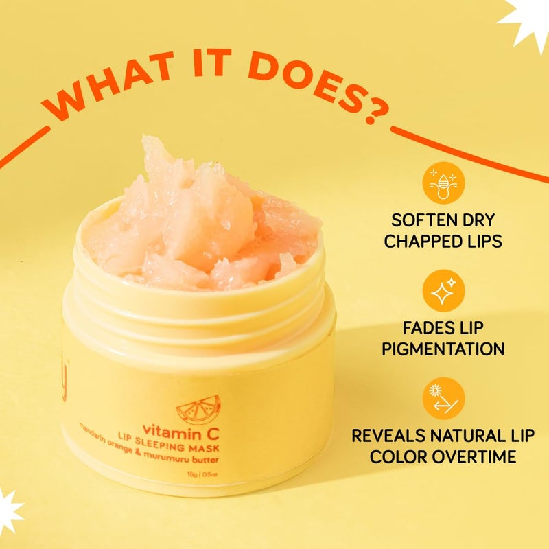 Moody Vitamin C Lip Sleeping Mask for Overnight Hydration Repair of Chapped Lips Enriched with Murumuru Butter Aloe Hyaluronic Acid With 24 Hrs Moisturization 100 Vegan 12gm - Image 2