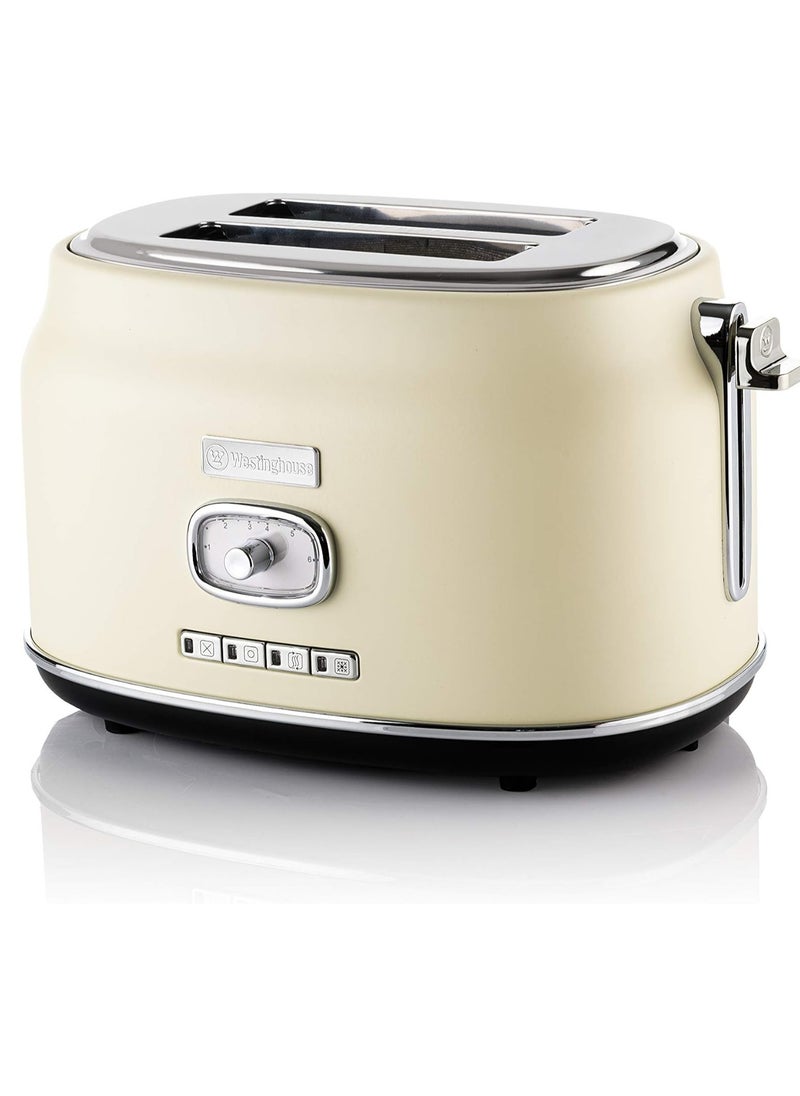 Westinghouse - Westinghouse Retro 2-Slice Toaster - Six Adjustable Browning Levels - with Self Centering Function & Crumb Tray - Including Warm Rack for Bread, Bagels, Sandwiches, & Croissants - Beige - Image 1