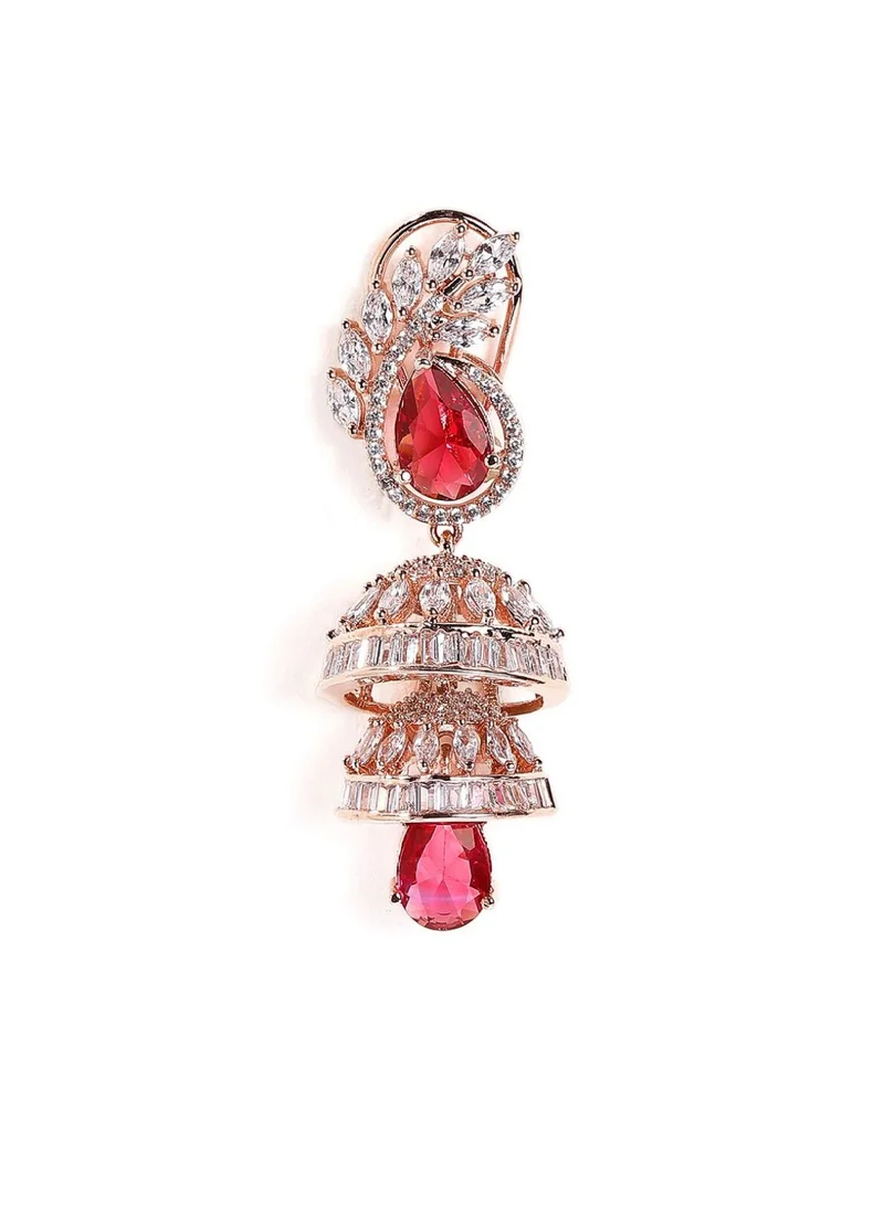 Priyaasi Rose Stone Studded Dome Shaped Jhumkas