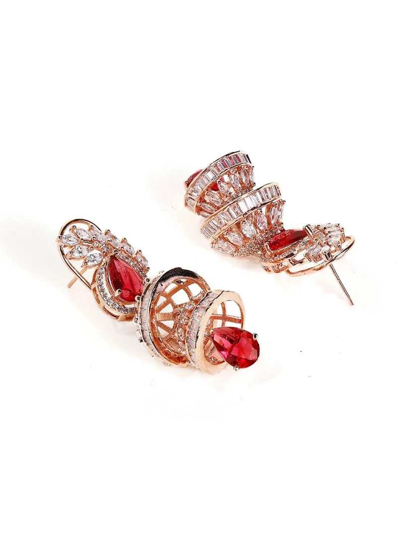 Priyaasi Rose Stone Studded Dome Shaped Jhumkas