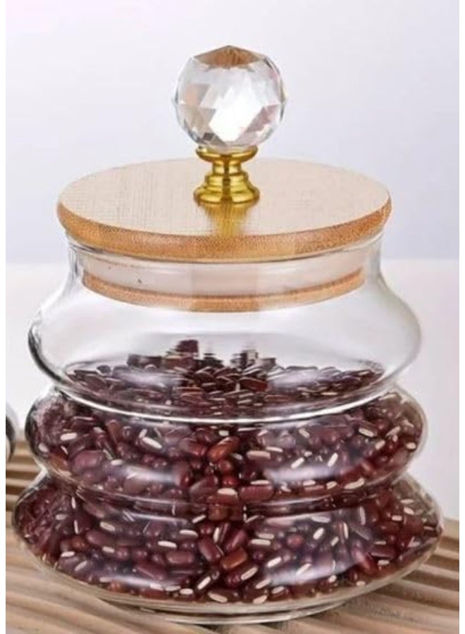 سبيس شوب برطمان زجاجي بغطاء من الخشب (قطعة واحدة)  - Image 5