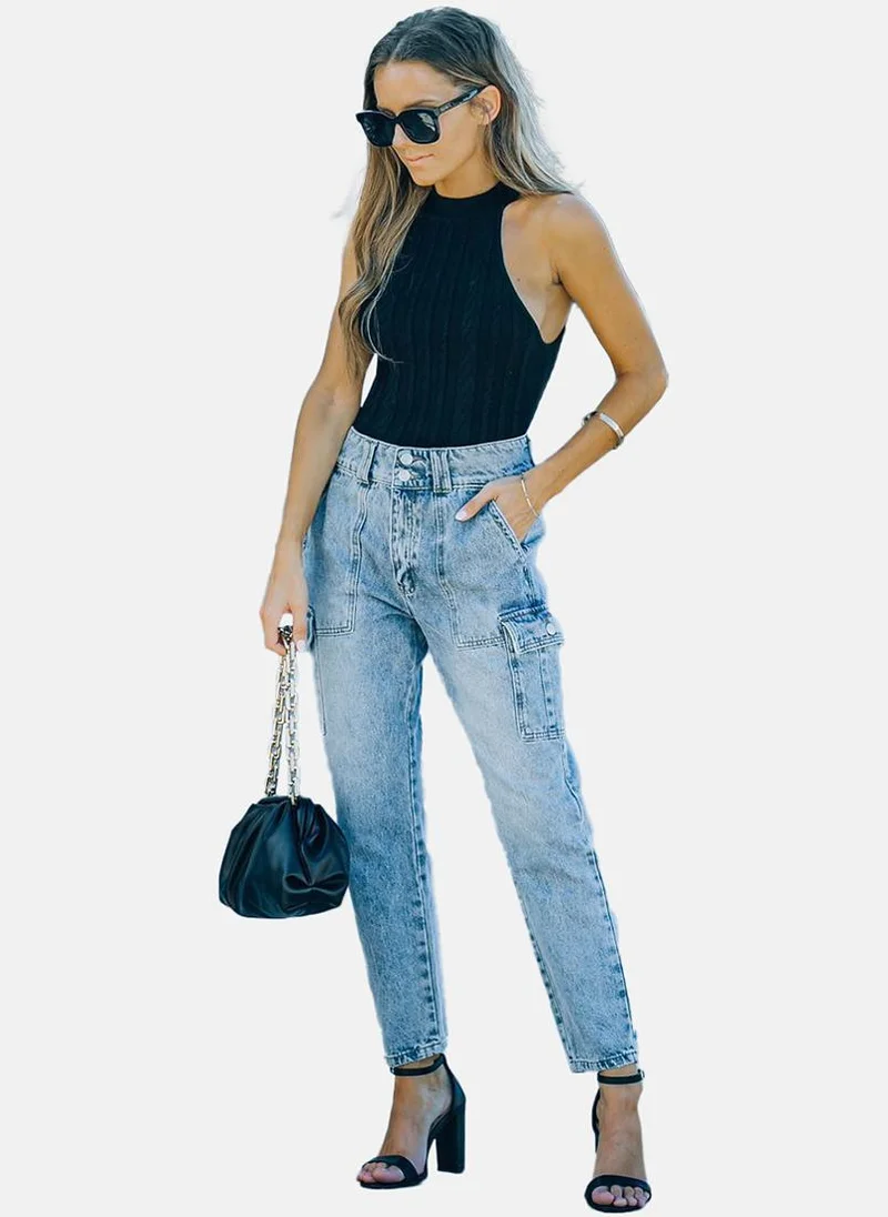 يونيكي Blue Slim Fit Clean Look High-Rise Jeans