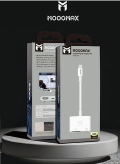 موجماكس محول توصيلة كيبل HD الى ايفون أصلي بمنفذ HDMI و منفذ لايتنينج (ايفون) lightning لشحن الهاتف اثناء التوصيل.  - Image 1