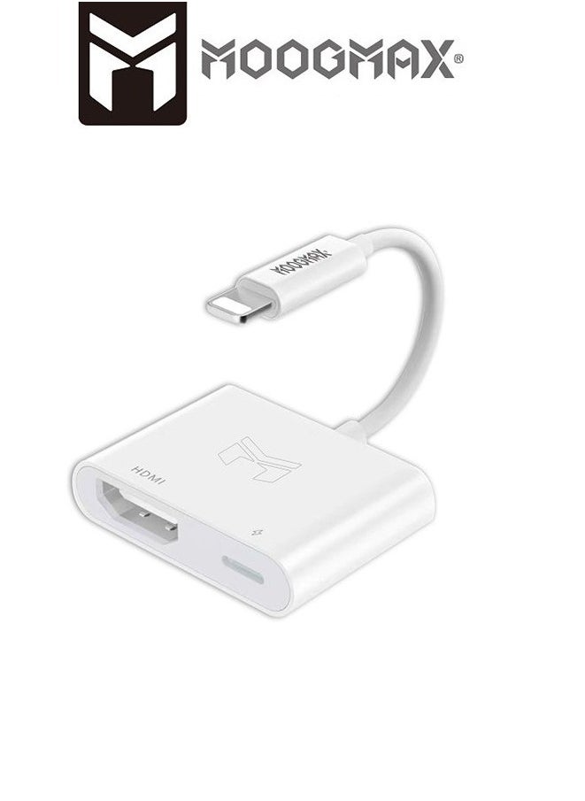 موجماكس محول توصيلة كيبل HD الى ايفون أصلي بمنفذ HDMI و منفذ لايتنينج (ايفون) lightning لشحن الهاتف اثناء التوصيل.  - Image 2