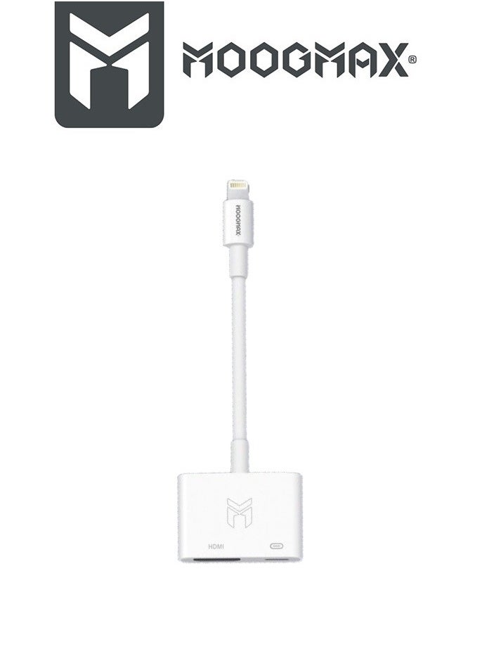 موجماكس محول توصيلة كيبل HD الى ايفون أصلي بمنفذ HDMI و منفذ لايتنينج (ايفون) lightning لشحن الهاتف اثناء التوصيل.  - Image 4