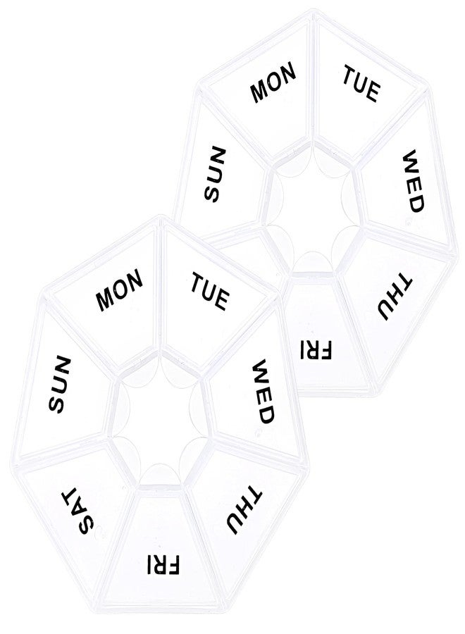 Sibba 7 Day Pill Organizer, 2 Pcs Medicine Pill Box, Daily Pill Holder, Portable Travel Pill Container Holder for Pocket or Purse, Medicine Planner for Vitamins Fish Oil, Supplements(Clear - Image 1