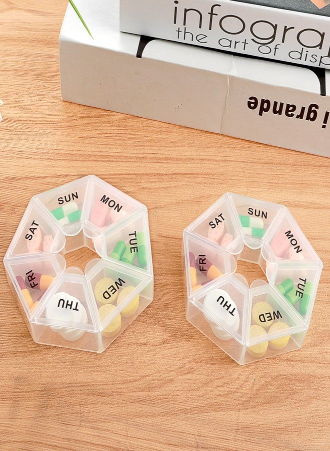 Sibba 7 Day Pill Organizer, 2 Pcs Medicine Pill Box, Daily Pill Holder, Portable Travel Pill Container Holder for Pocket or Purse, Medicine Planner for Vitamins Fish Oil, Supplements(Clear - Image 3