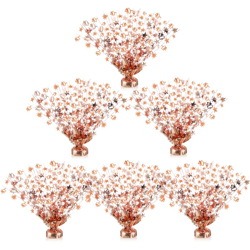 CraftyDream 6 Pcs 40th Rose Gold Birthday Decorations for Table Centerpieces Star and Number 40 Metallic Gleam Foil Spray Centerpieces for women 40th Birthday Anniversary Party Decorations - Image 3