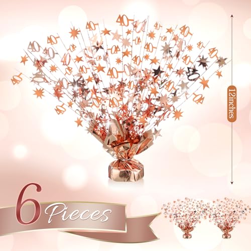 CraftyDream 6 Pcs 40th Rose Gold Birthday Decorations for Table Centerpieces Star and Number 40 Metallic Gleam Foil Spray Centerpieces for women 40th Birthday Anniversary Party Decorations - Image 5