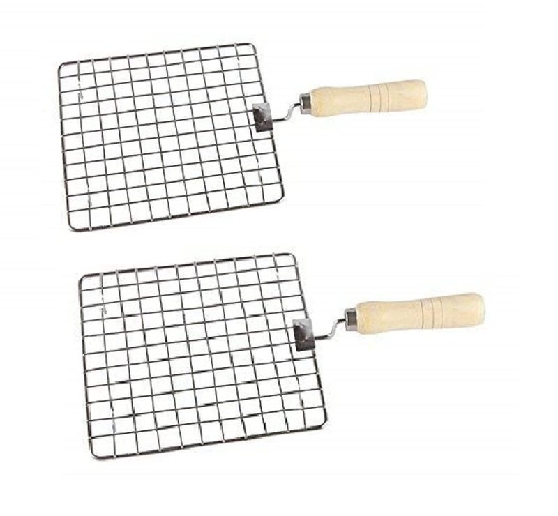 FIRST FRONT Stainless Steel Wooden Roasted Jali Square and, Multicolour & (Pack of 2) - Image 1