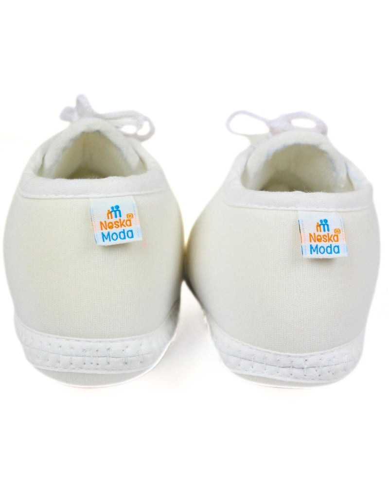Neska Moda 6 To 12 Months Baby Boys & Girls Pack of 2 Pair Cotton Lace Shoes/Booties (White,Grey)-BT2157andBT2158 - Image 4