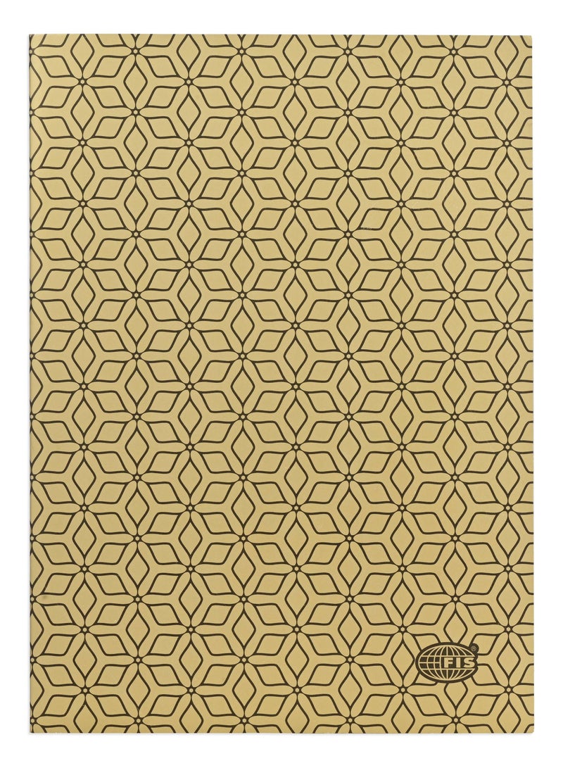 FIS® Notebook Soft Cover, A5 Size(14.8x21cm), 2 Quire, 192 Pages, 96 Sheets, Single Line Ruling, Golden/Black, Packet of 5 Pieces, Design 1 - FSNBSCA5GLBK01 - Image 1