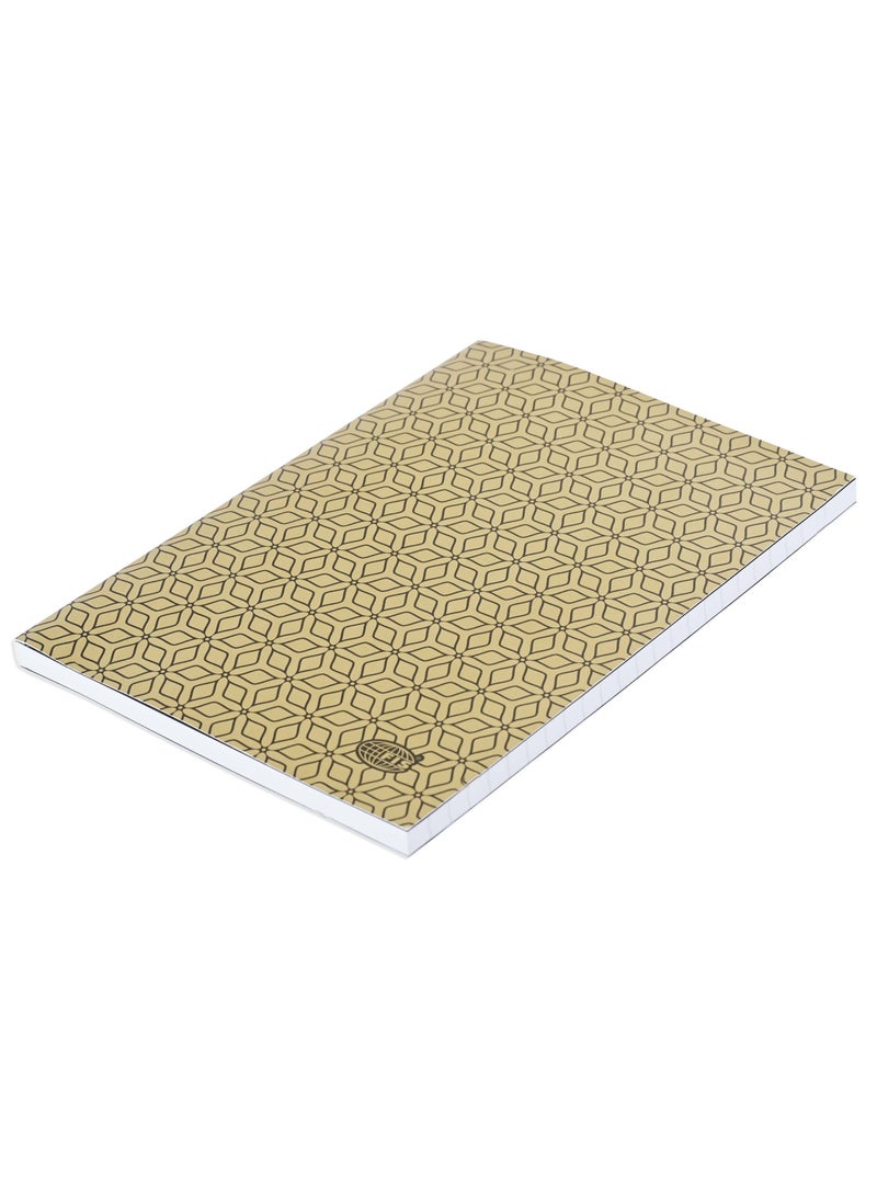 FIS® Notebook Soft Cover, A5 Size(14.8x21cm), 2 Quire, 192 Pages, 96 Sheets, Single Line Ruling, Golden/Black, Packet of 5 Pieces, Design 1 - FSNBSCA5GLBK01 - Image 3