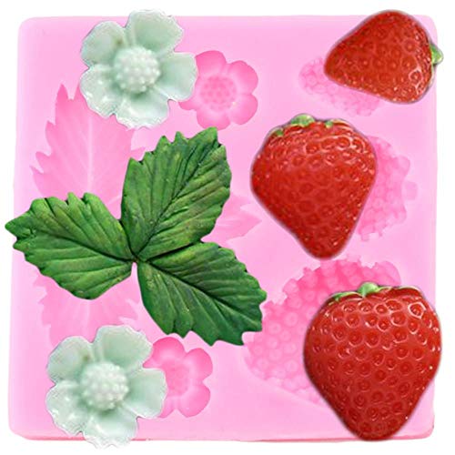 Seedomes 1 Pc 3D Strawberry and Flowers Silicone Mold for DIY Chocolate Gum Paste Handmade Ice Cream Crystal Cupcake Cake Topper Decor Ice Cube Candy Jelly Shots Fondant Mold Pudding Soap Mould Desserts - Image 1