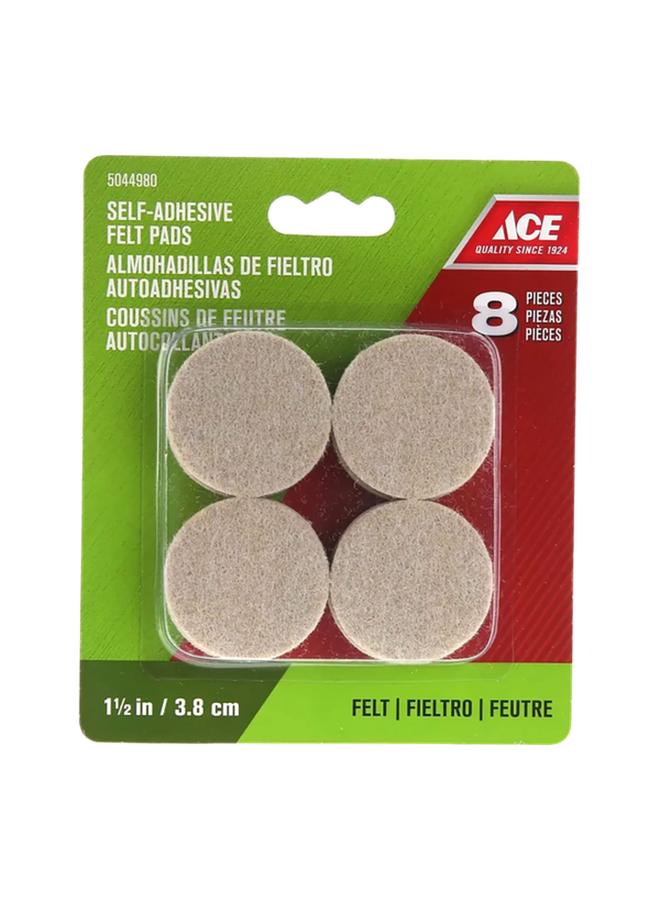 ACE 8-Piece Self-Adhesive Self-Leveling Round Protective Felt Pads Beige 3.8cm - Image 1