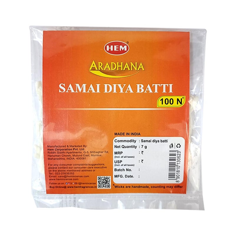 Hem Aradhana Samai Diya Batti | 100% Pure Cotton Wicks for Traditional Lamps | Long-Lasting & Clean Burn for Puja, Meditation & Rituals | Pack of 100 Wicks (Medium Size) - Image 3