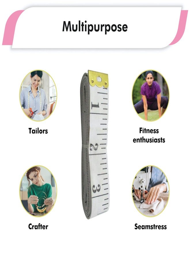 Gadgetime USA شريط قياس Gadgetime USA (عبوة من 4 قطع) - للخياطة، الخياطة، الخياطة، القماش، الخصر، الحرف اليدوية، اللياقة البدنية - قابل للسحب، شريط متري متعدد الأغراض مزدوج الجوانب - 3 × 60 بوصة، 1 × 120 بوصة - Image 4