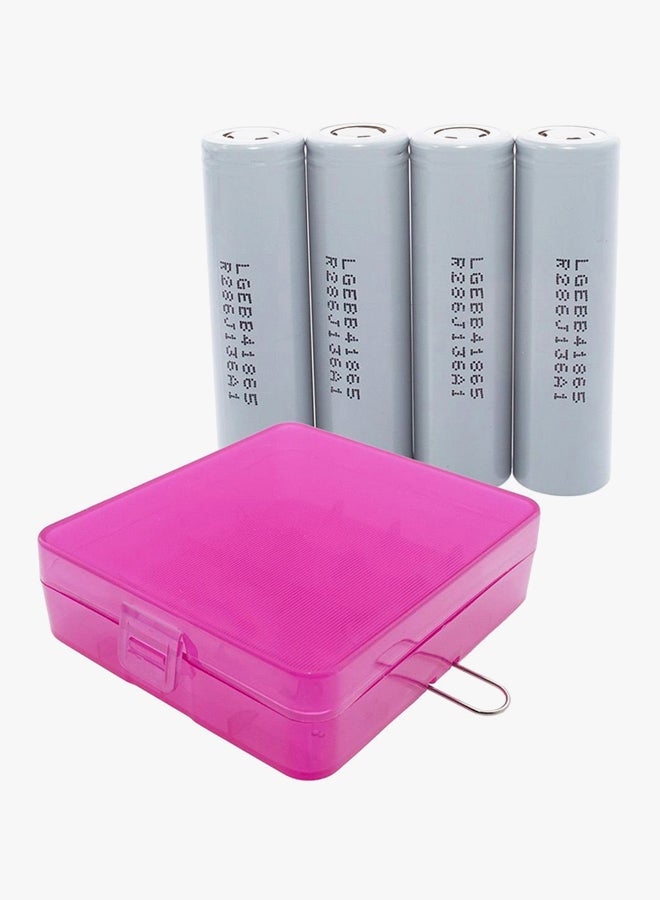 LG 4Pcs 2600Mah 3.6V 18650 Li-Ion Rechargeable Battery With Case Pink - Image 2