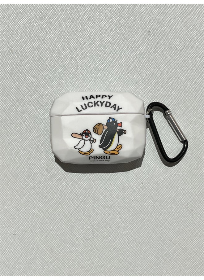 Generic - House Puppy Penguin Applicable Airpods Pro For Apple Bluetooth Wireless Headphone Set 1/2/3 Generation Diamond Pattern Shell-Color:Diamond Pattern Penguin + Hook-Applicable Models:Airpods 4th Generation - Image 1