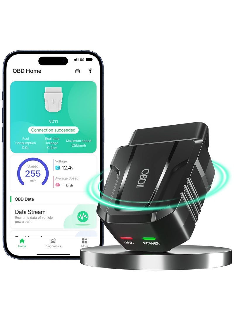 BUANIERT OBD2 Scanner Reader Bluetooth Wireless Auto Diagnostic Scan Tool for iOS & Android for Performance Test Bluetooth 5.4 Car Check Engine Car Code Reader, Clear Error Code Live Data Reset Exclusive APP  - Image 1