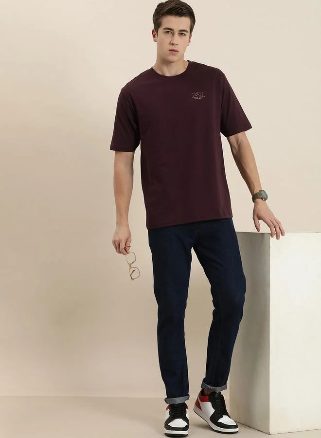ديلينجر Oversized Back & Front Graphic Print Crew Neck T-Shirt by Styli