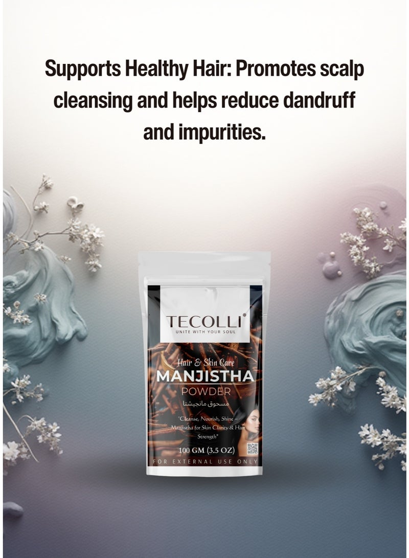 TECOLLI Pure Manjistha Powder – 100g | Ayurvedic Skin Detox & Radiance Support | 100% Natural, Vegan & Chemical-Free | Promotes Clear Skin & Healthy Hair | For Skin & Hair External Use Only - Image 4
