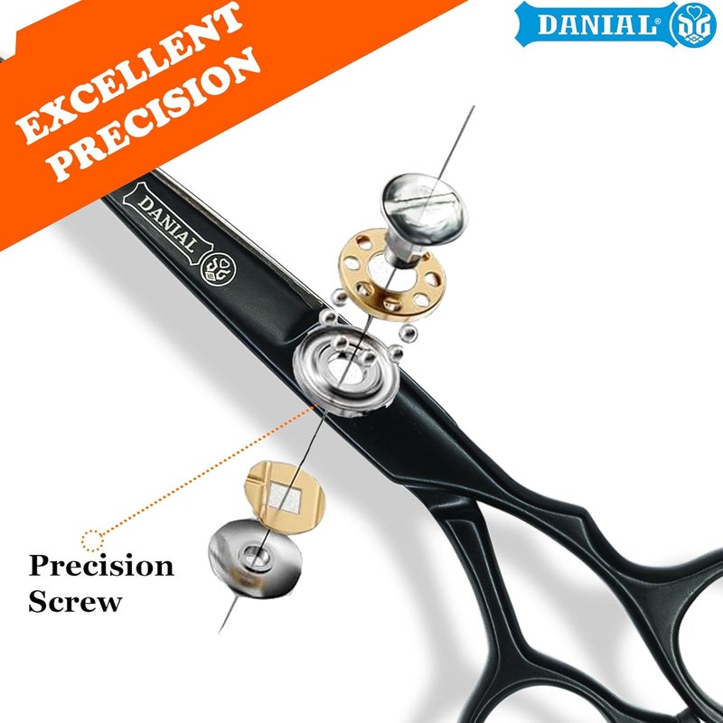 DANIAL High Carbon Razor Cut Stainless Steel Hair Cutting Scissors - Professional Barber Scissors for Men and Women - Ideal for Beard, Moustache, and Nose Trimming 7 INCH (BLACK) - Image 4
