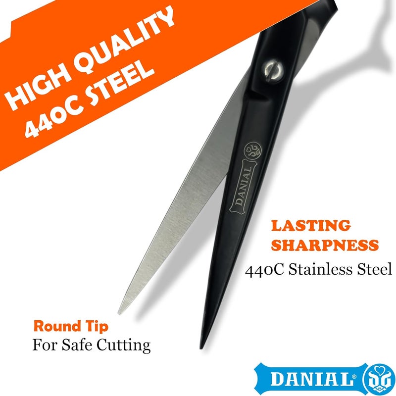 DANIAL High Carbon Razor Cut Stainless Steel Hair Cutting Scissors - Professional Barber Scissors for Men and Women - Ideal for Beard, Moustache, and Nose Trimming 7 INCH (BLACK) - Image 5